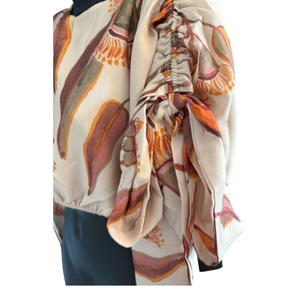 Andrea Iyamah Halima Cropped Top Rust and Cream Abstract Print Size‎ S - Picture 5 of 14